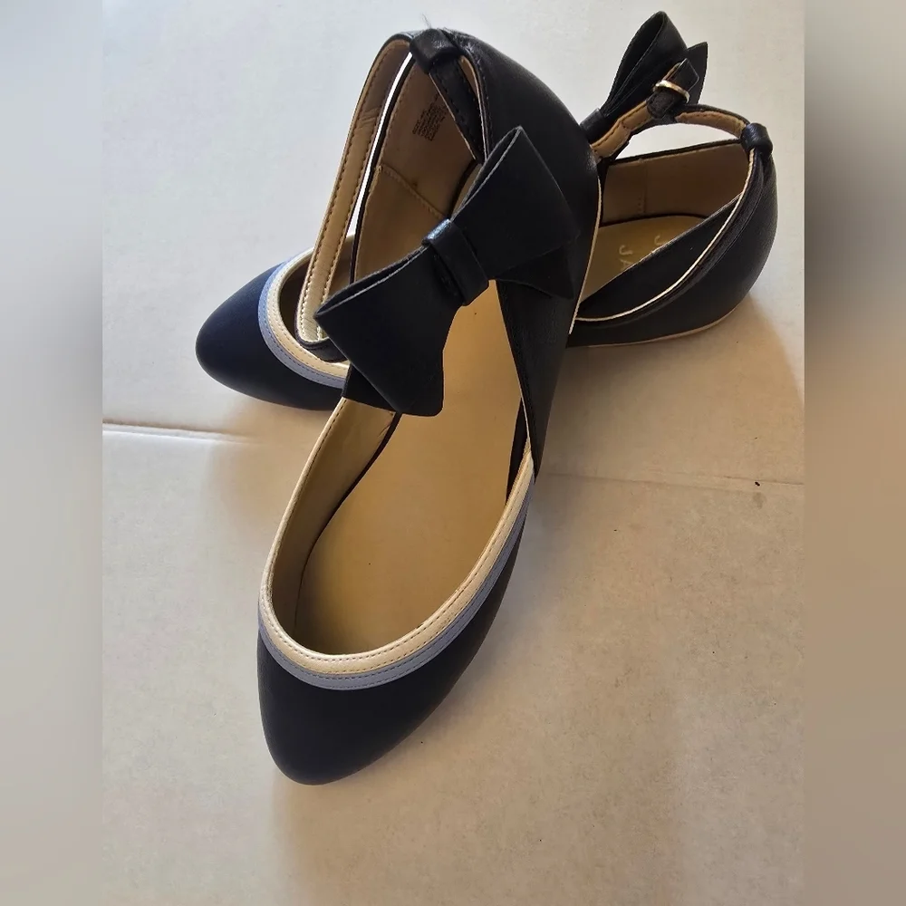 Janie And Jack Bow Strap Ballet Flat In Merchant Marine Color Size 4k